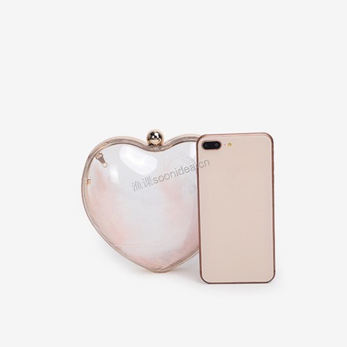 New Fashion Korean Version Peach Heart Chain Shoulder Small Evening Clutch Bag