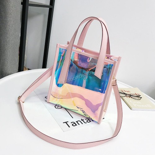 Clean Transparent Laser Jelly Bag Handbag for Women Large Capacity Totes Ladies Fashion Colorful Shoulder Bag
